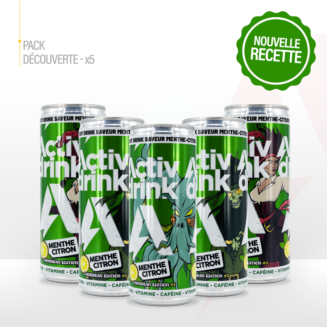 ACTIVDRINK Mint / Lemon flavor - pack of 5 cans
