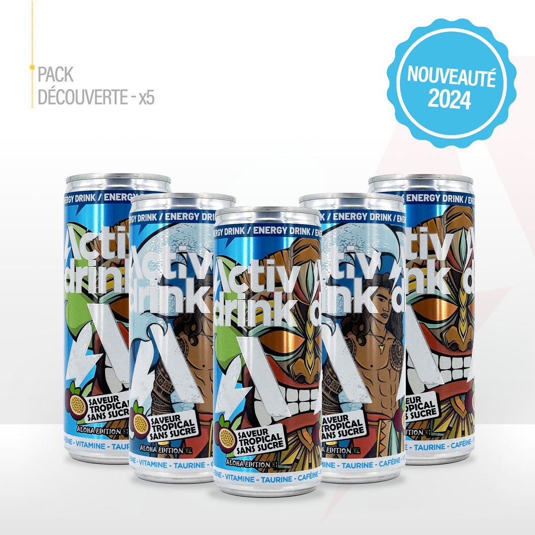 ACTIVDRINK saveur Tropical sans sucres - pack de 5 canettes